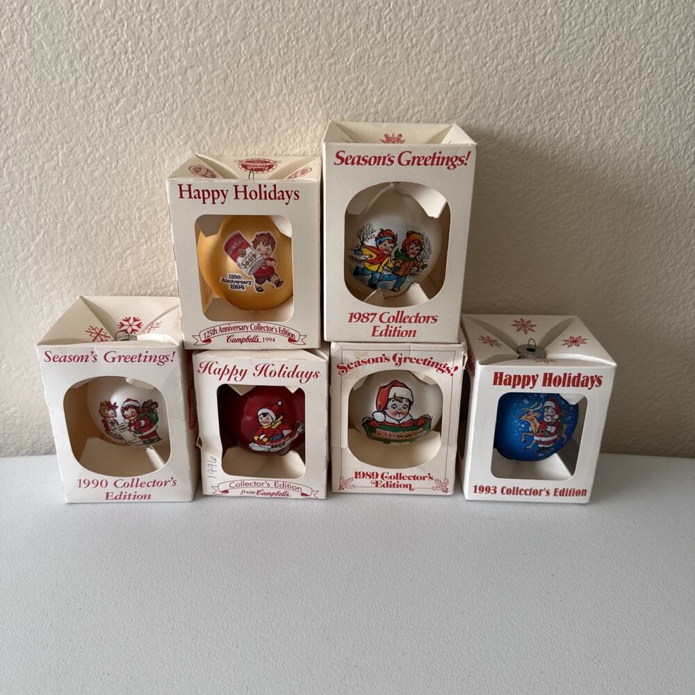 Lot of 6 Vintage Christmas Ornaments Collector's Edition Campbells And More